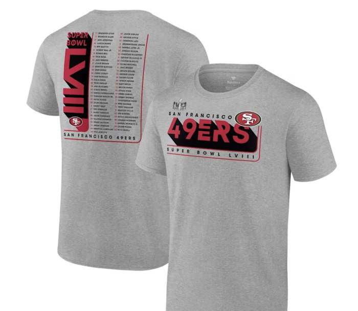 San Francisco 49ers Fanatics Branded Super Bowl LVIII Team Members Roster T-Shirt